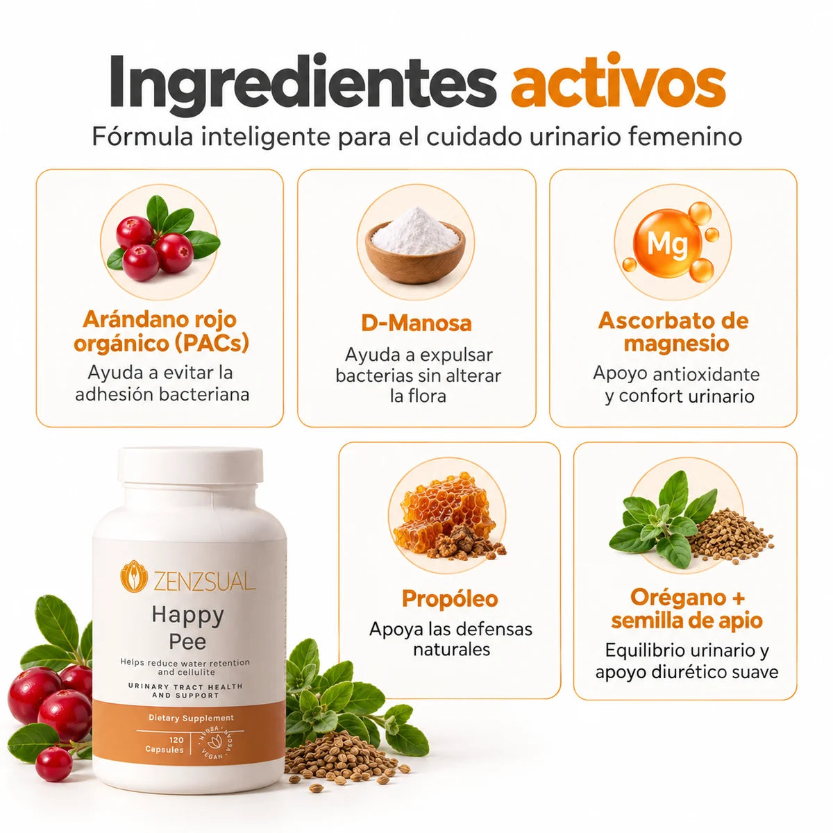 Happy Pee - Suplemento Nutricional para la Salud Urinaria Femenina