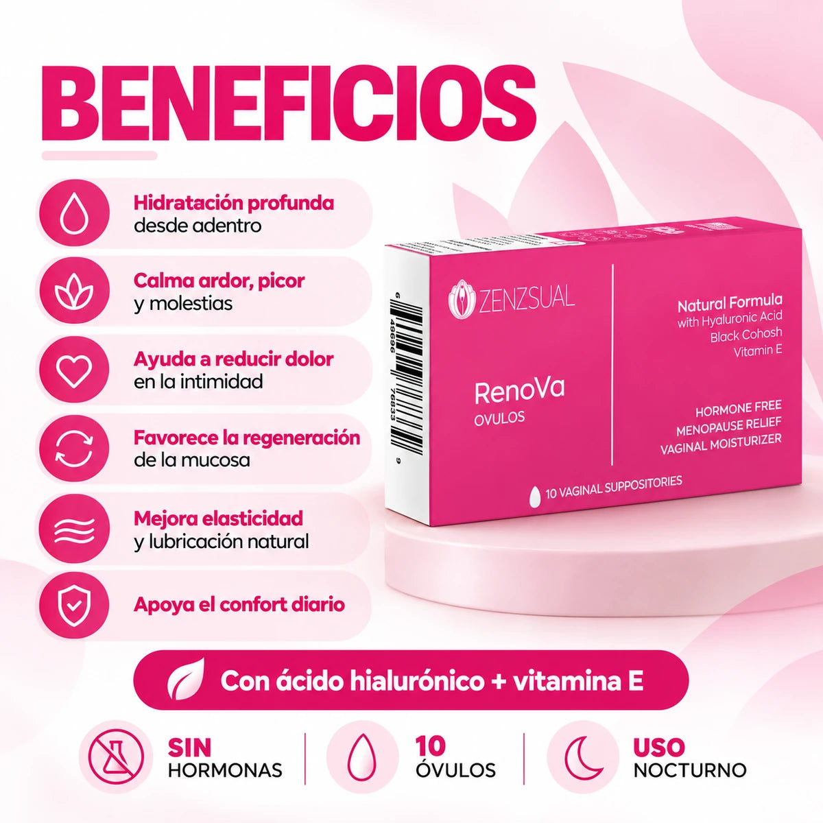 Renova Ovulos Vaginales con Acido Hialurónico y Vitamina E