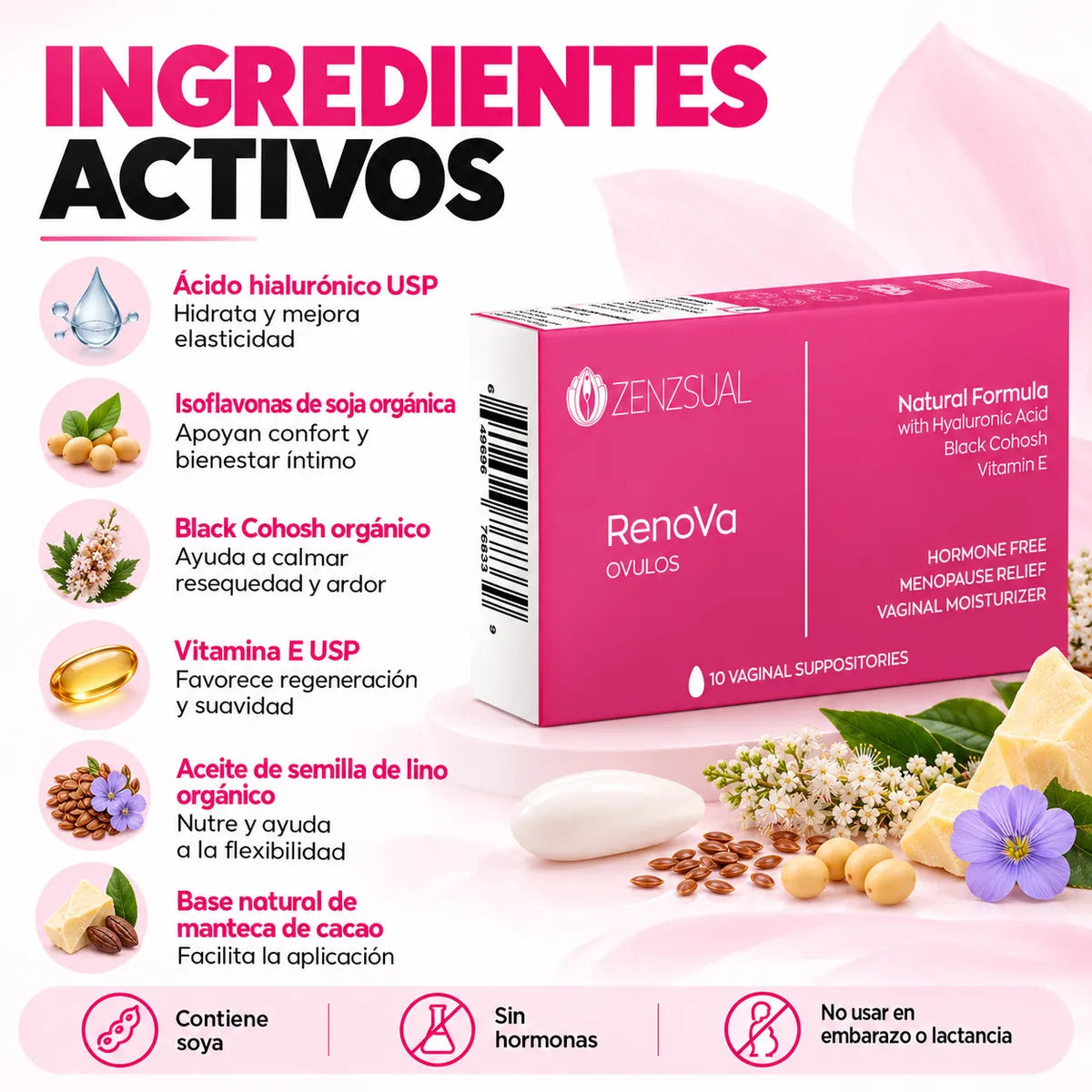 Renova Ovulos Vaginales con Acido Hialurónico y Vitamina E