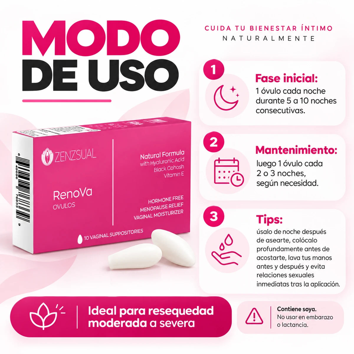 Renova Ovulos Vaginales con Acido Hialurónico y Vitamina E